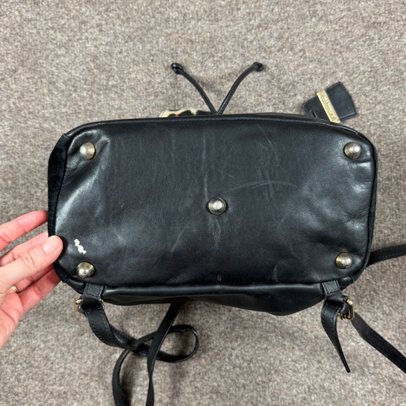 A. Bellucci Black Genuine Leather Suede Pony Hair Leopard Print Backpack Handbag main image 6